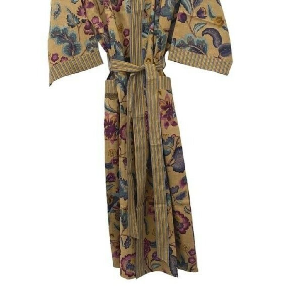 Cotton Hand Block Printed Kimono Robe India NEW - Picture 3 of 6